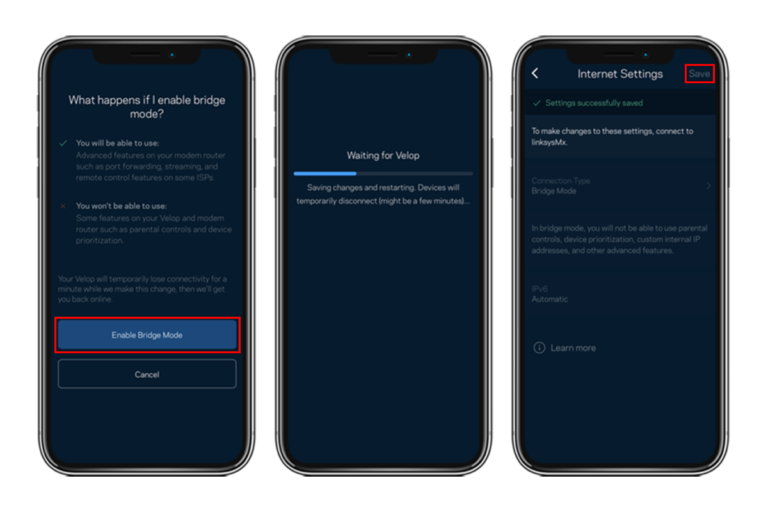 Linksys Velop Bridge Mode Through the Linksys App​